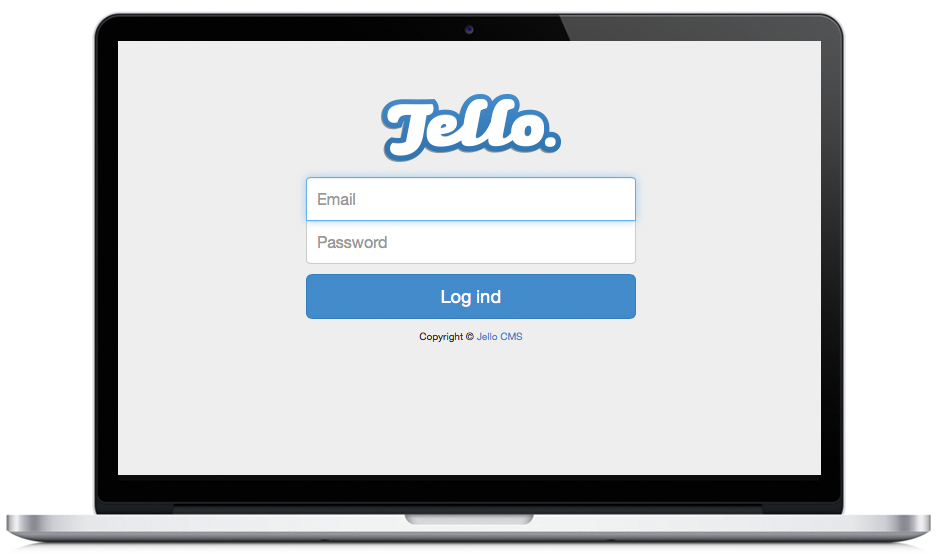 Log ind skærmen i Jello CMS